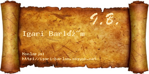 Igari Barlám névjegykártya